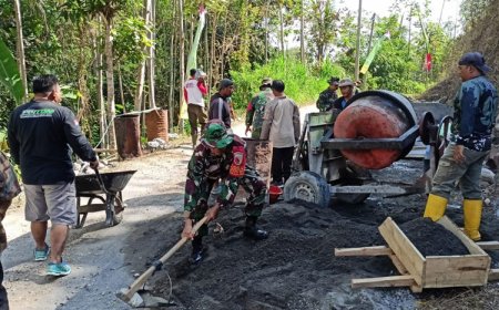 Lewat TMMD 118, Budaya Gotong Royong di Desa Sumberpetung Tetap Terus Dipertahankan