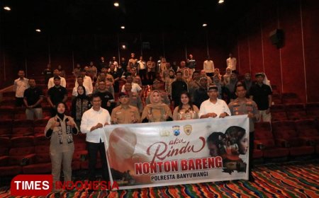 Polresta Banyuwangi Nobar Film ‘Aku Rindu’, Kisah Kesetiaan Bhayangkari dalam Menemani Tugas Sang Suami
