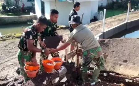 Penuhi Kebutuhan Air Warga, Satgas TMMD Kodim 0617 Majalengka Bangun Bak Penampungan