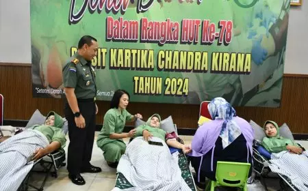 Peringati HUT ke&#45;78, Persit KCK Koorcab Korem 083 Sumbangkan 1500 Kantong Darah 