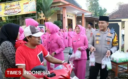 Bagi-bagi Takjil Gratis Polresta Banyuwangi Ludes Diserbu Masyarakat Songgon