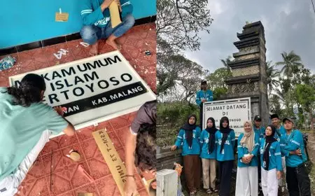 Aksi Nyata KSM-T Unisma Malang Pembuatan dan Pemasangan Plang Makam