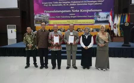 Perkuat Sinergi dan Kolaborasi Antar Perguruan Tinggi, UNJ dan Universitas PGRI Palembang Jalin Kerja Sama Strategis