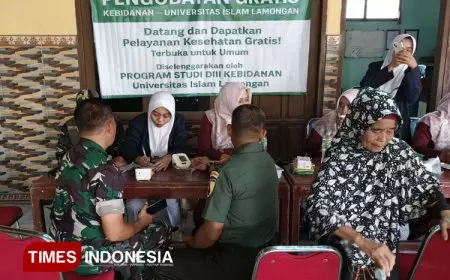 Satgas TMMD Bersama Unisla Gelar Pengobatan Gratis di Lamongan, Ratusan Warga Antusias