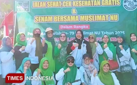 Harlah ke-79, Muslimat NU Kota Magelang Gelar Jalan Sehat dan Senam Bersama