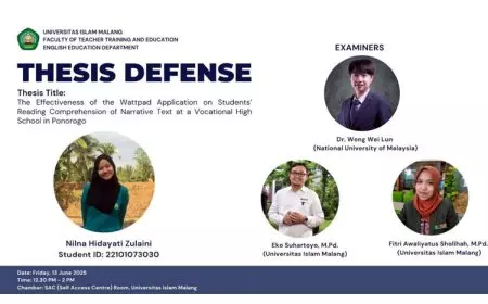 Skripsi Mahasiswa Pendidikan Bahasa Inggris Unisma Diuji oleh Dosen Universiti Kebangsaan Malaysia