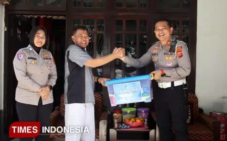 HUT ke&#45;70 Lalu Lintas, Polres Majalengka Kenang Jasa Purnawirawan Lewat Aksi Sosial