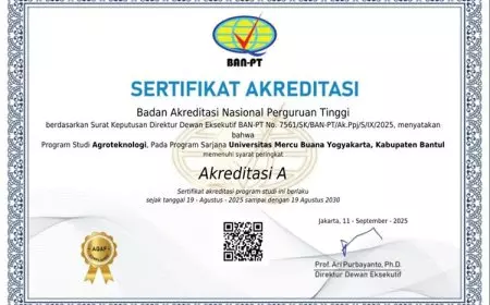 Dua Prodi UMBY Raih Akreditasi A dari BAN-PT, Bukti Kualitas Pendidikan Agroindustri