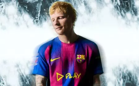 Ed Sheeran Collabs Bareng Barcelona, Pasang Logo Album Play di Jersey