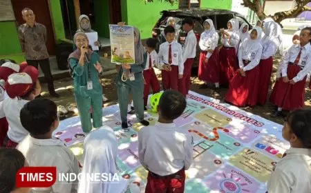 Giatkan PHBS, FK UNISMA dan Puskesmas Sumberpucung Mengajak Siswa SD untuk Bermain Perut Raksasa