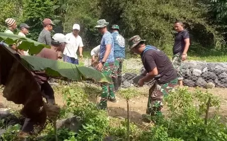 TMMD ke-126 Malang Rampungkan Pembangunan Bronjong dan Drainase di Lebakharjo
