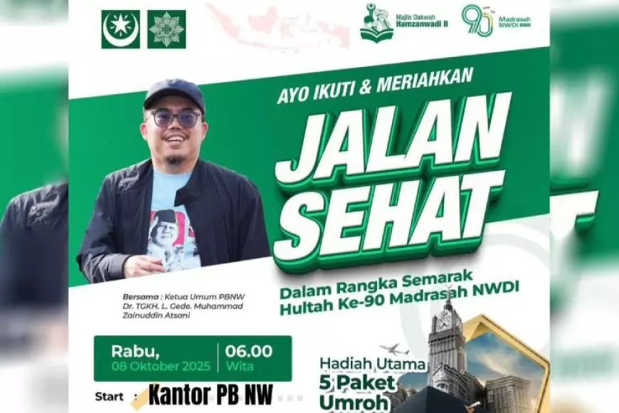 Jalan Sehat Berhadiah Paket Umrah Meriahkan HUT ke&#45;90 Madrasah NWDI di Mataram