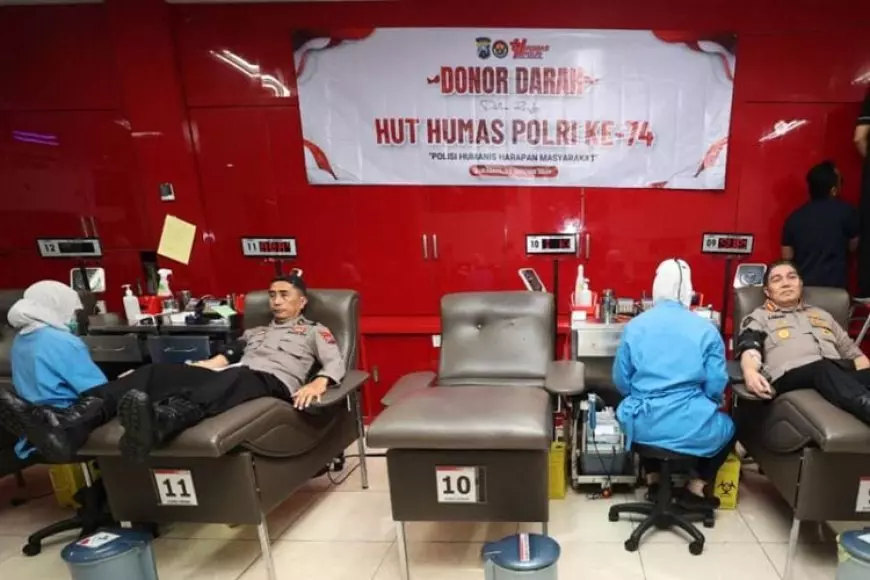 Peringati Hari Jadi Humas Polri ke -74, Polda Jatim Gelar Donor Darah