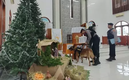 Antisipasi Teror Saat Natal, Polresta Banyuwangi Sterilisasi Sejumlah Gereja Dengan K-9