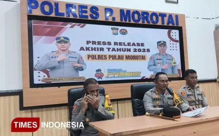 Gelar Konferensi Pers Akhir Tahun 2025, Ini Paparan Kapolres Morotai