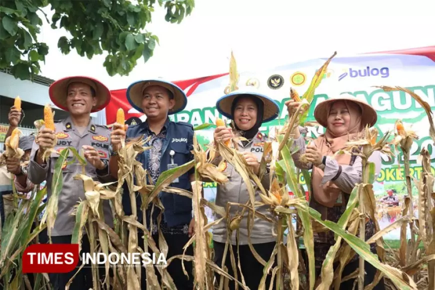 Panen Raya Serentak, Polres Mojokerto Kota Hasilkan 1 Ton Jagung